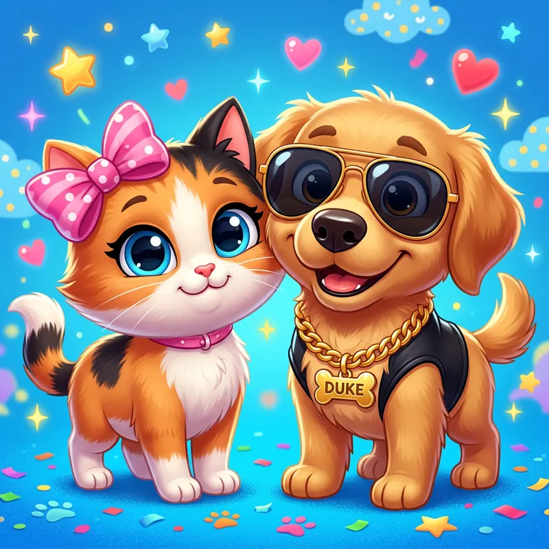 Cute Cartoon Cat and Dog - Fun Animated Style