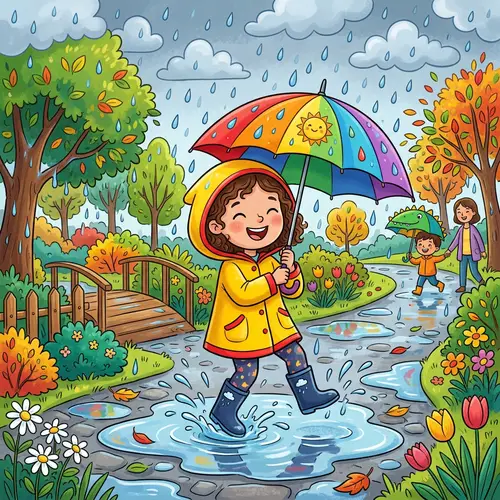 Rainy Weather Illustration for Kids