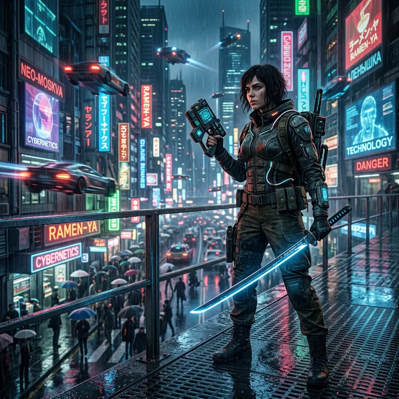 Alenyshka | Futuristic Female Blade Runner in Neon City