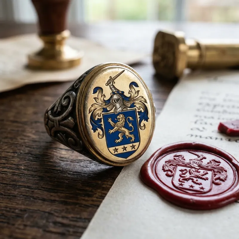 Lenard Family Coat of Arms Signet Ring