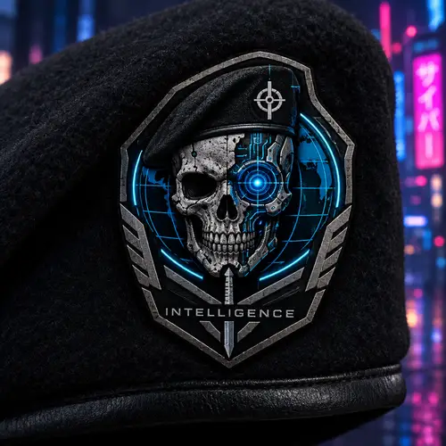 Cyberpunk Skull Insignia Beret Design