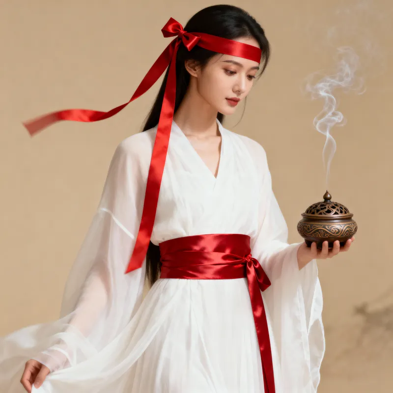 Mujer Vestida de Blanco con Sahumador