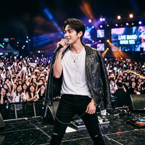 Confident South Korean Male Musician | Pop Band Member