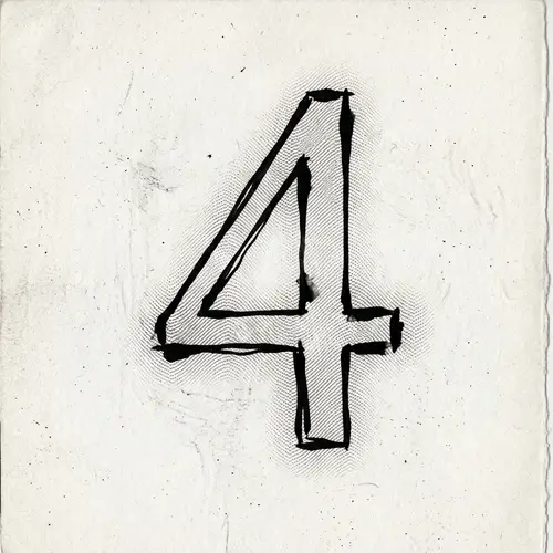 Hand-Drawn Number 4 in Traditional Ink | Organic Manual Quality