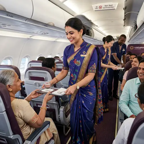 South Asian Female Flight Attendant | Traditional Indian Attire