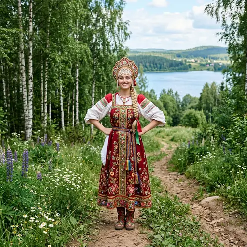 Traditional Russian Woman in Nature - A Stunning Portrait