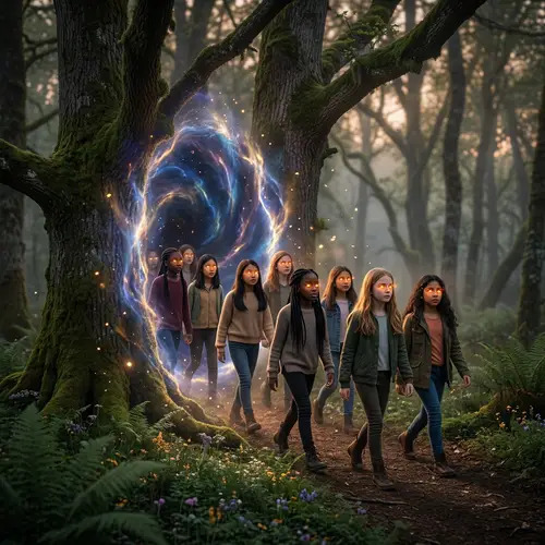 Ethereal Forest Girls with Fiery Eyes | Multicultural Rift Art