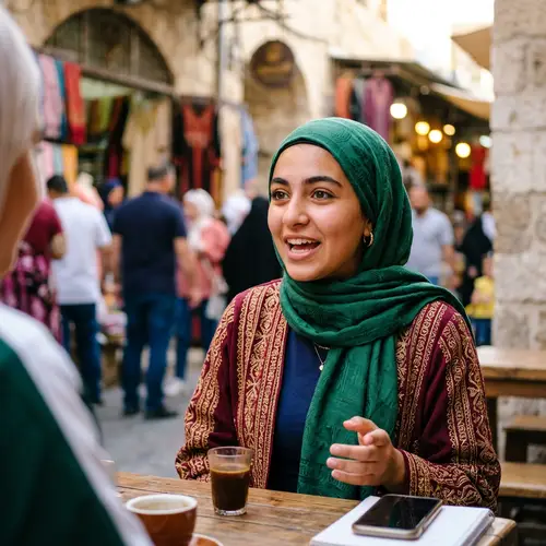 Middle-Eastern Girl in Hijab Speaking - Cultural Heritage Portrait