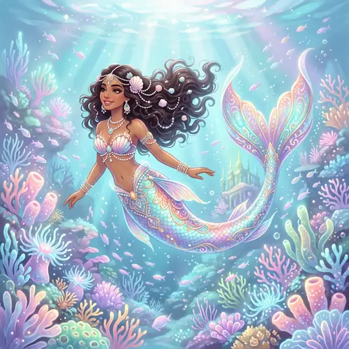 Whimsical Underwater Mermaid Painting in Pastel Colors