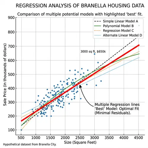 Best Regression Line Models for Housing Data in Branella
