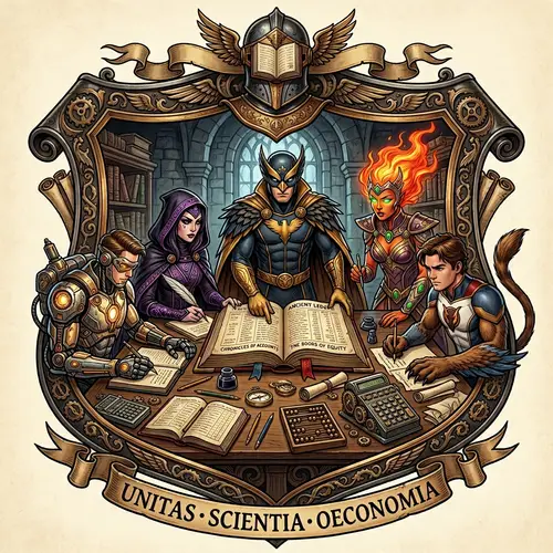 Superheroic Figures Study Accounting | Unique Crest Design