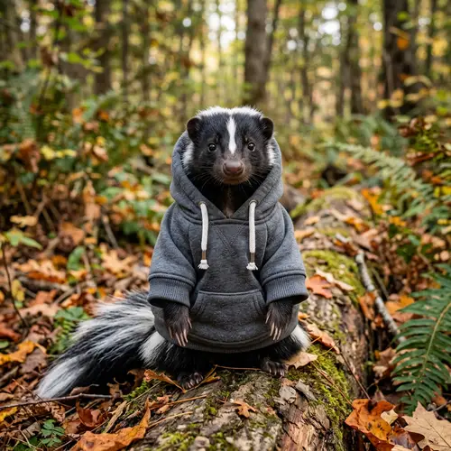 Skunk in a Cool Grey Hoodie | Unique Animal Fashion