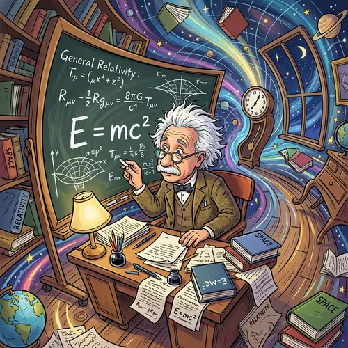 Iconic Scientific Figure Deep in Thought | Theories Illustrated