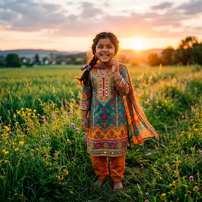 Vibrant Indian Girl in Traditional Attire