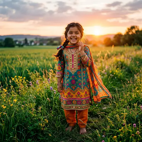 Young South Asian Girl in Vibrant Traditional Dress