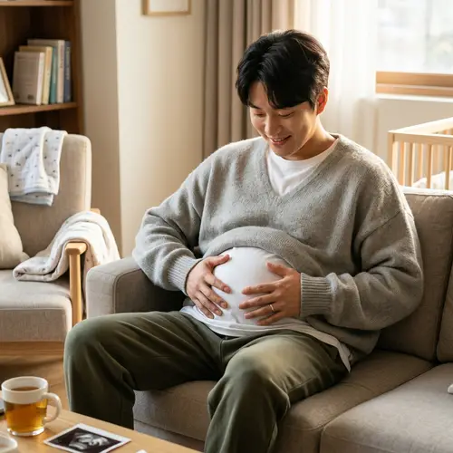 Handsome Korean Man Expecting Newborn | Gentle Belly Touch