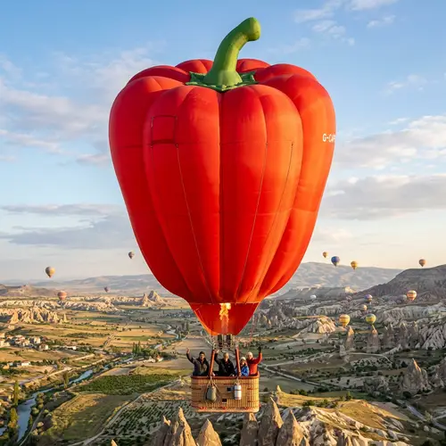 Bell Pepper-Shaped Hot Air Balloon Experience