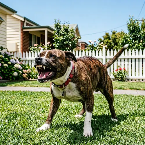 Intense Medium-Sized Breed Dog in Defensive Stance