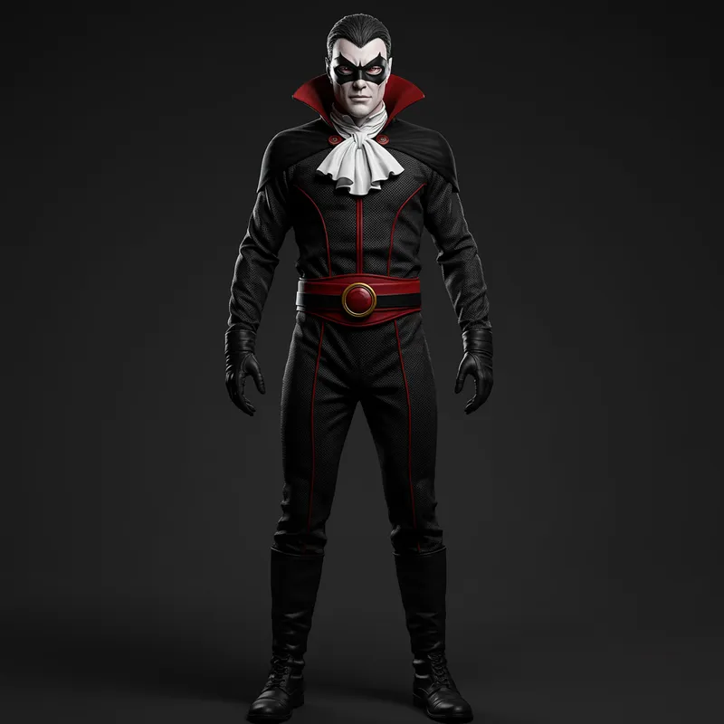 Vampire in Vigilante Costume - Full Body Image Vampire in Vigilante Costume - Full Body Image