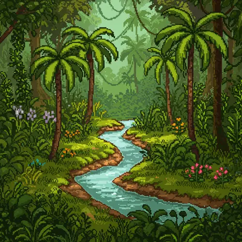Pixel Art Jungle Background Design