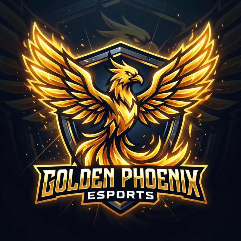 Modern Golden Phoenix Esports Logo Design