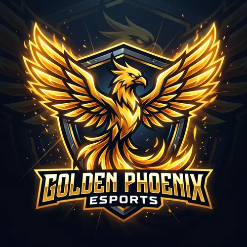 Modern Golden Phoenix Esports Logo Design