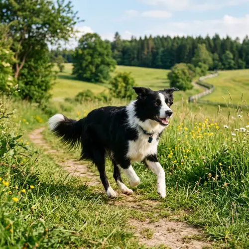 Black Border Collie Dog with White Patches