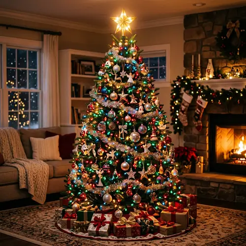 Colorful Christmas Tree Decoration | Festive Holiday Ornaments