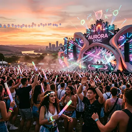 Futuristic Music Festival with Dance and Spectacular Lighting