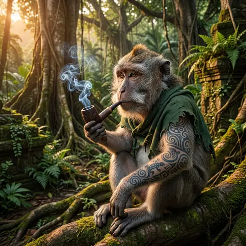 Wise Monkey Tattoo - Unique Jungle Artwork