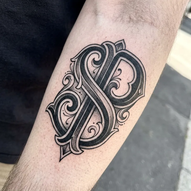 Custom SP Initials Tattoo Design