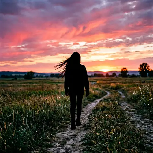 Young Hispanic Girl Walking Towards Distant Horizon