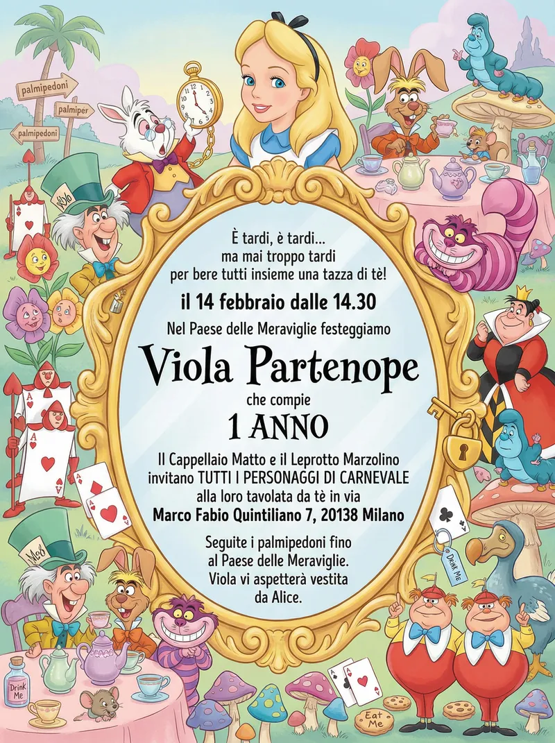 Viola's 1st Birthday Mad Tea Party Invitation