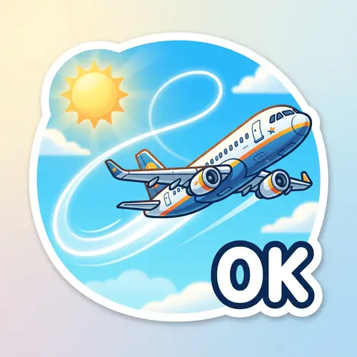 Whatsapp Sticker: Airplane with 'OK' Message