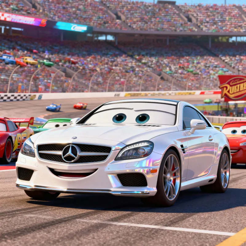 White Mercedes CL63 as Cars Movie Character