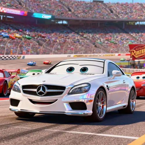 White Mercedes CL63 as Cars Movie Character
