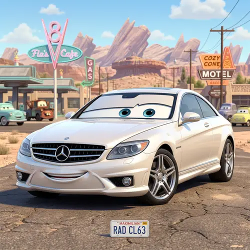 White Mercedes CL63 as Cars Movie Character