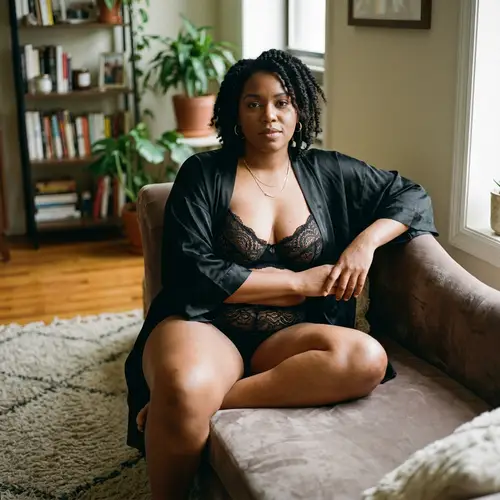 Stunning Black Female in Elegant Lingerie