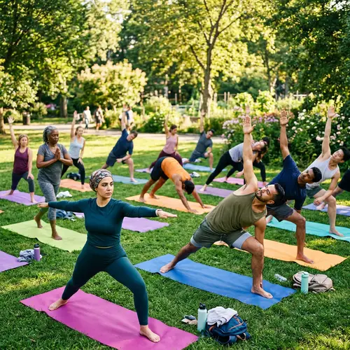 Dynamic Yoga Poses by Diverse Group Outdoors | Energize Your Practice