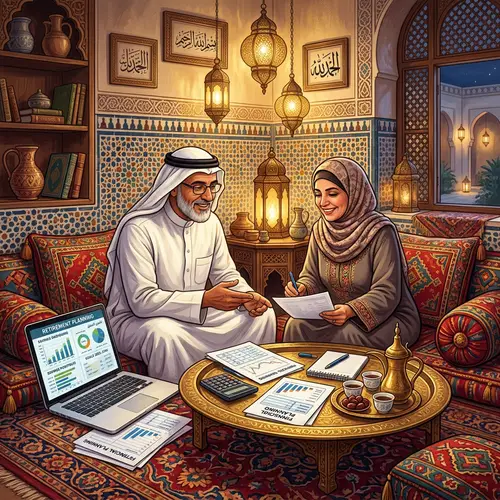 Middle Eastern Retirement Planning in Traditional Living Room | Financial Advice