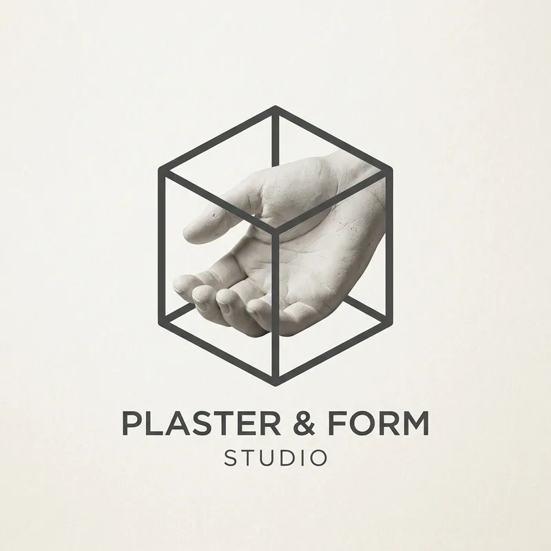 Minimalist Cube Logo Design with Hand