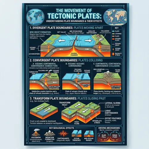 Tectonic Plate Movements & Effects: Transform, Divergent, Convergent Boundaries