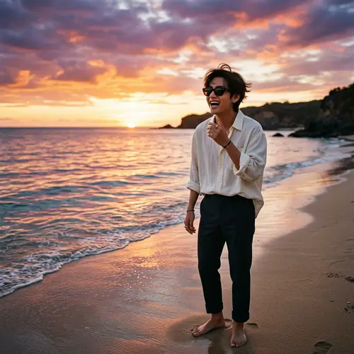 Secluded Sandy Beach Sunset | Cool Stylish Look