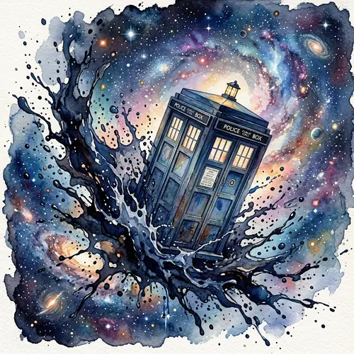 Doctor Who TARDIS Watercolor Galaxy Wallpaper