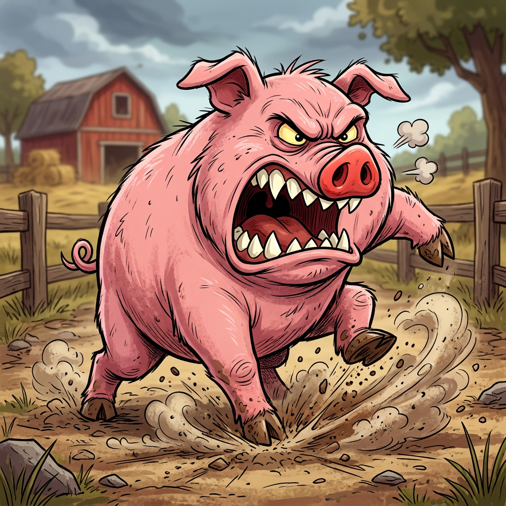 Angry Pig Cartoon