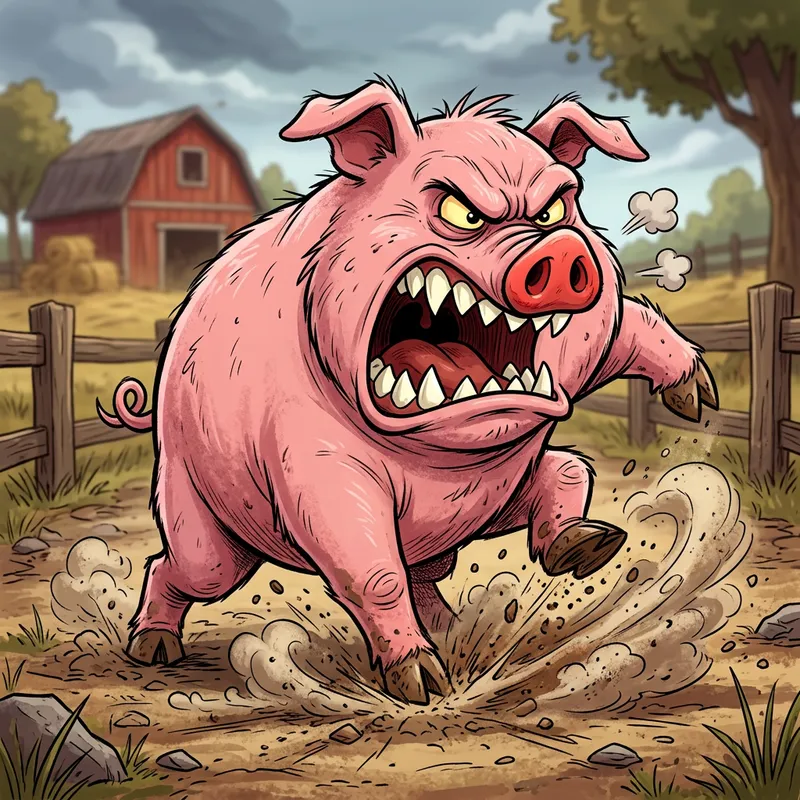 Angry Pig Cartoon | Stomping Hooves | Fun Illustration