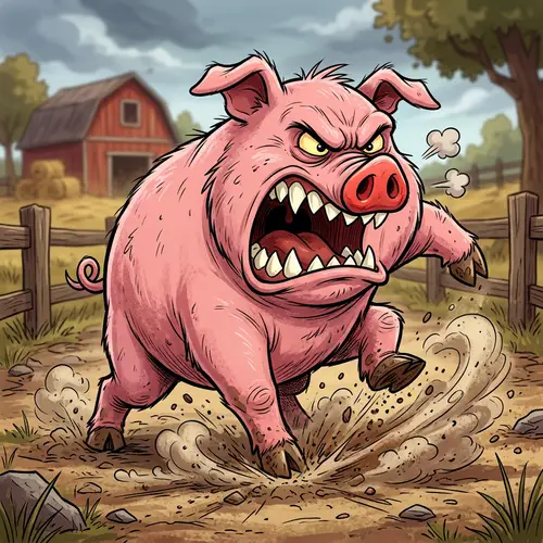 Angry Pink Pig Cartoon | Stomping Hooves | Fun Pig Character