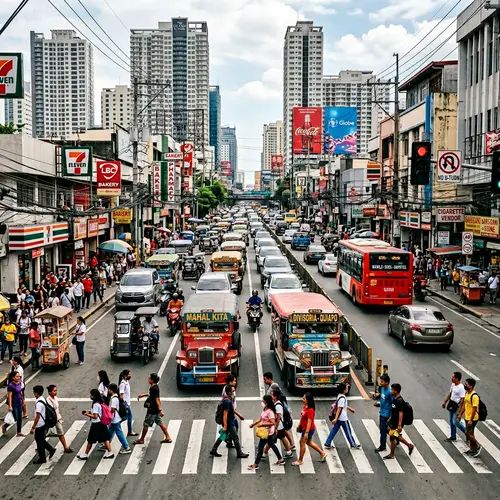 Bustling Traffic Scene in Manila, Philippines