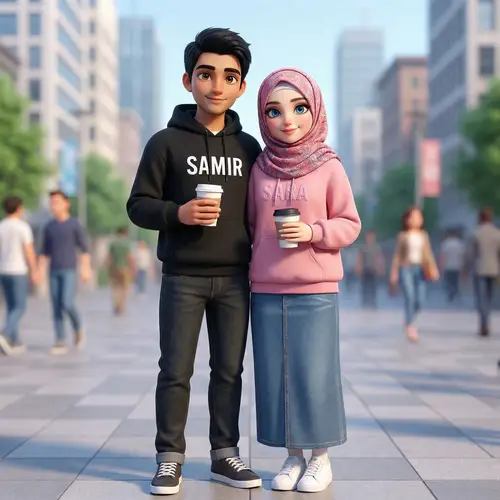 Samir and Sara: Young Couple in Modern Fashion 3D Render
