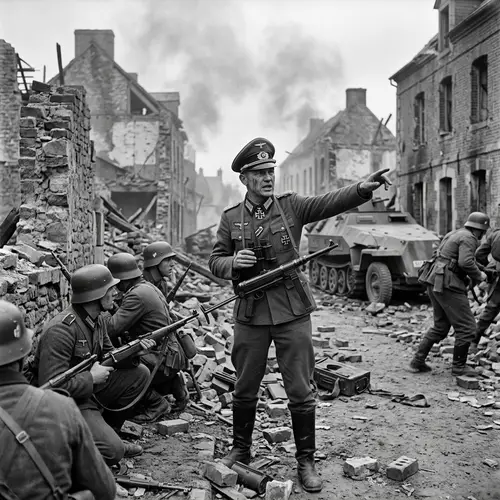 World War II Battlefield with German Lieutenant